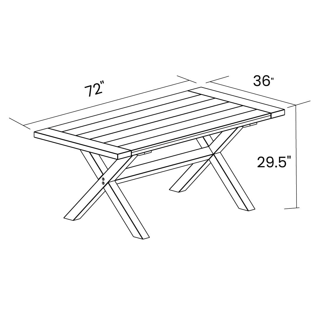 Grain Wood Furniture Solid Wood Cascais 72" Rectangular Table with Farmhouse Base in Blonde Oak Top and Base