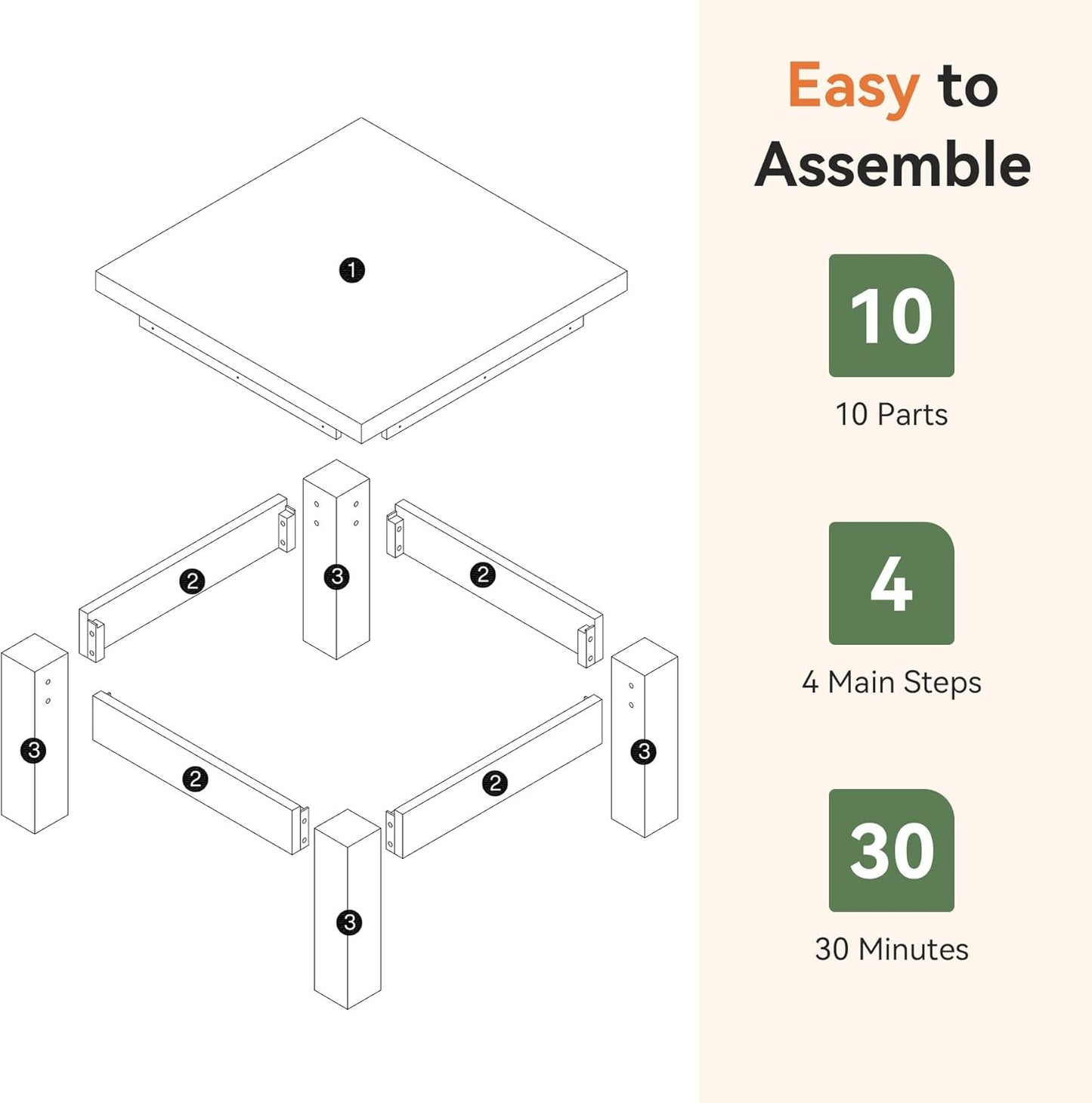 Farmhouse Coffee Table, 31.5" Solid Wood Square Coffee Table for Living Room, Apartment, Small Spaces (Natural Brown)