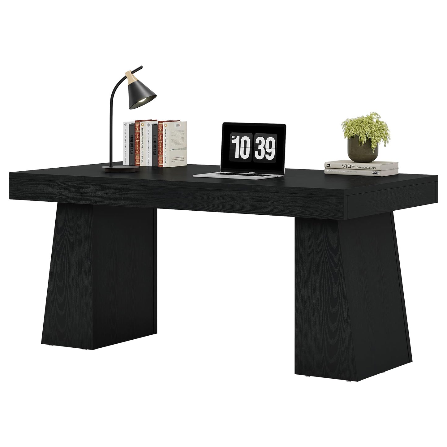 Tribesigns 55" Executive Desk, Wooden Office Desk with Double Pedestal, Modern Simple Computer Writing Table for Home Office, Light Brown