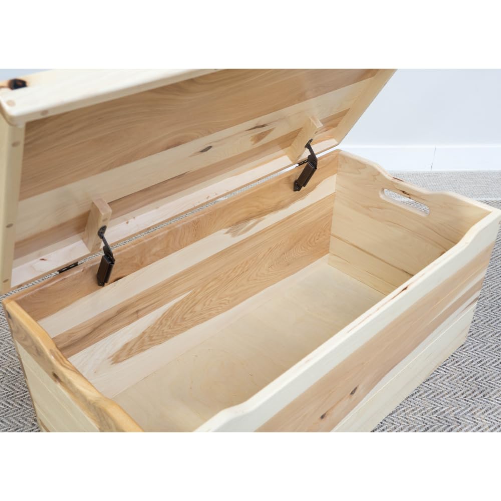 Wooden Storage Chest Trunk Box with Lid and Handles. Handmade, Rustic, Oak Wood, Cherry Stain, 30"