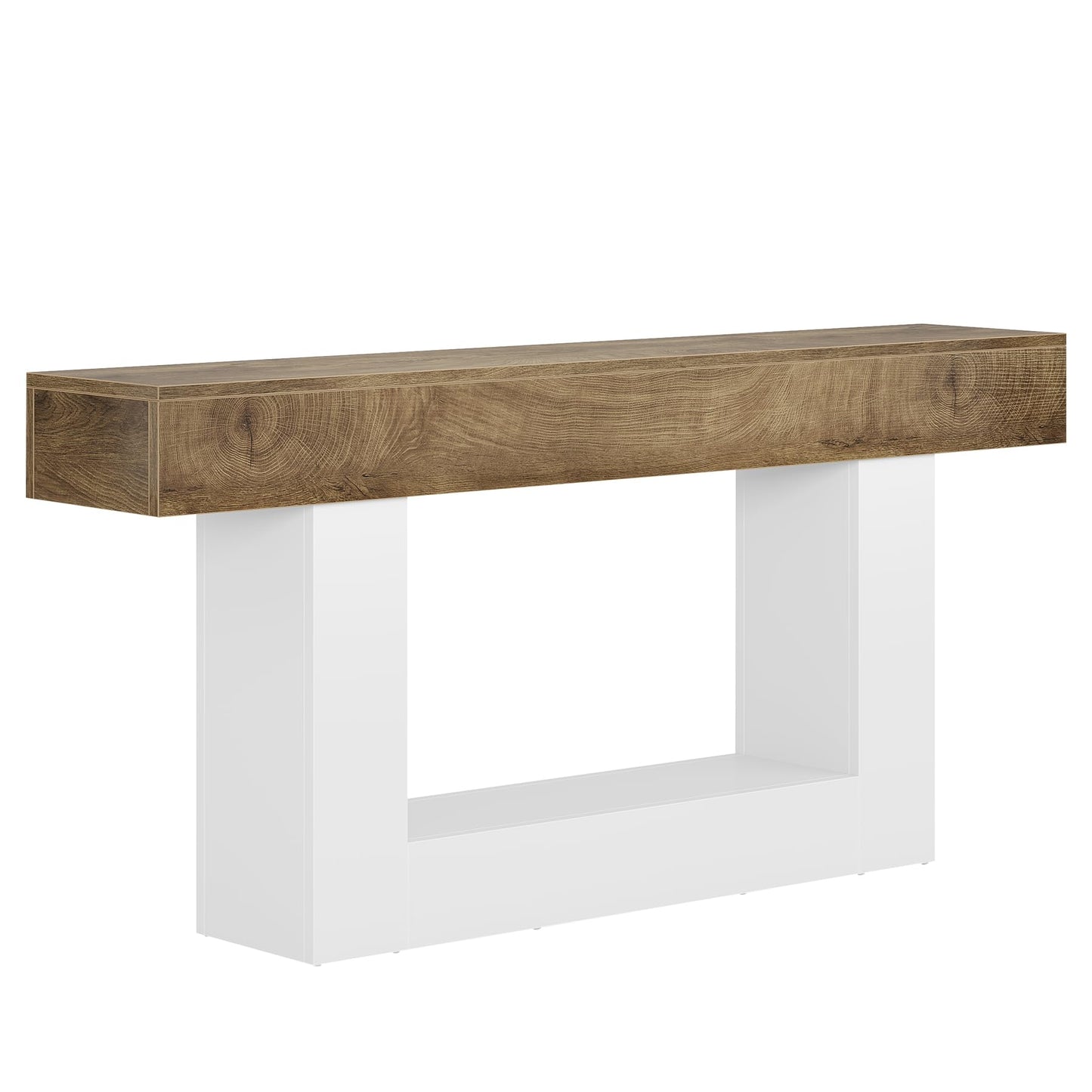 Tribesigns 63" Console Table, Farmhouse 2-Tier Entryway Table with U-Shaped Base, Narrow Long Wood Sofa Table Behind Couch Table for Living Room, Hallway, Foyer, Vintage Brown & Gray | Farmhouse