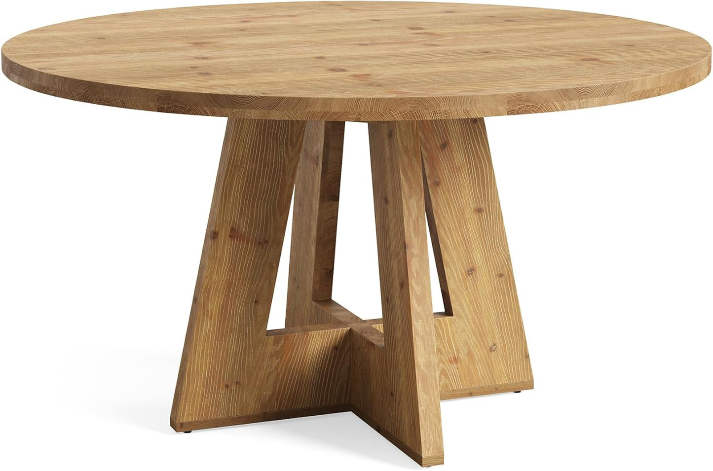 Solid Wood Round Dining Table, 47" Farmhouse Kitchen Table for 4-6, Wooden Circle Dinner Table for Dining Room, Family Gathering, Natural Brown