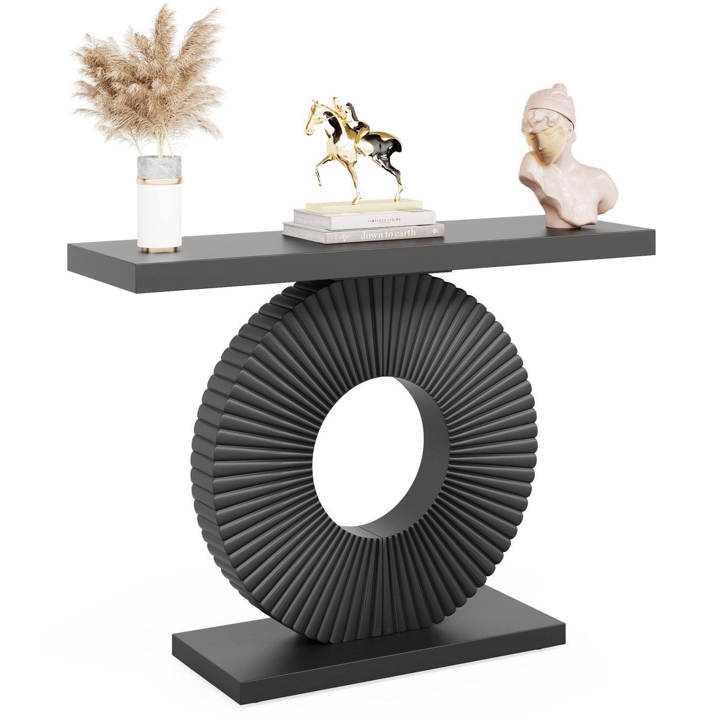 Tribesigns Modern Console Table with Geometric Base, 40 inch Wood Entryway Table Sofa Table Narrow Long, Contemporary Accent Table for Living Room, Entryway, Hallway