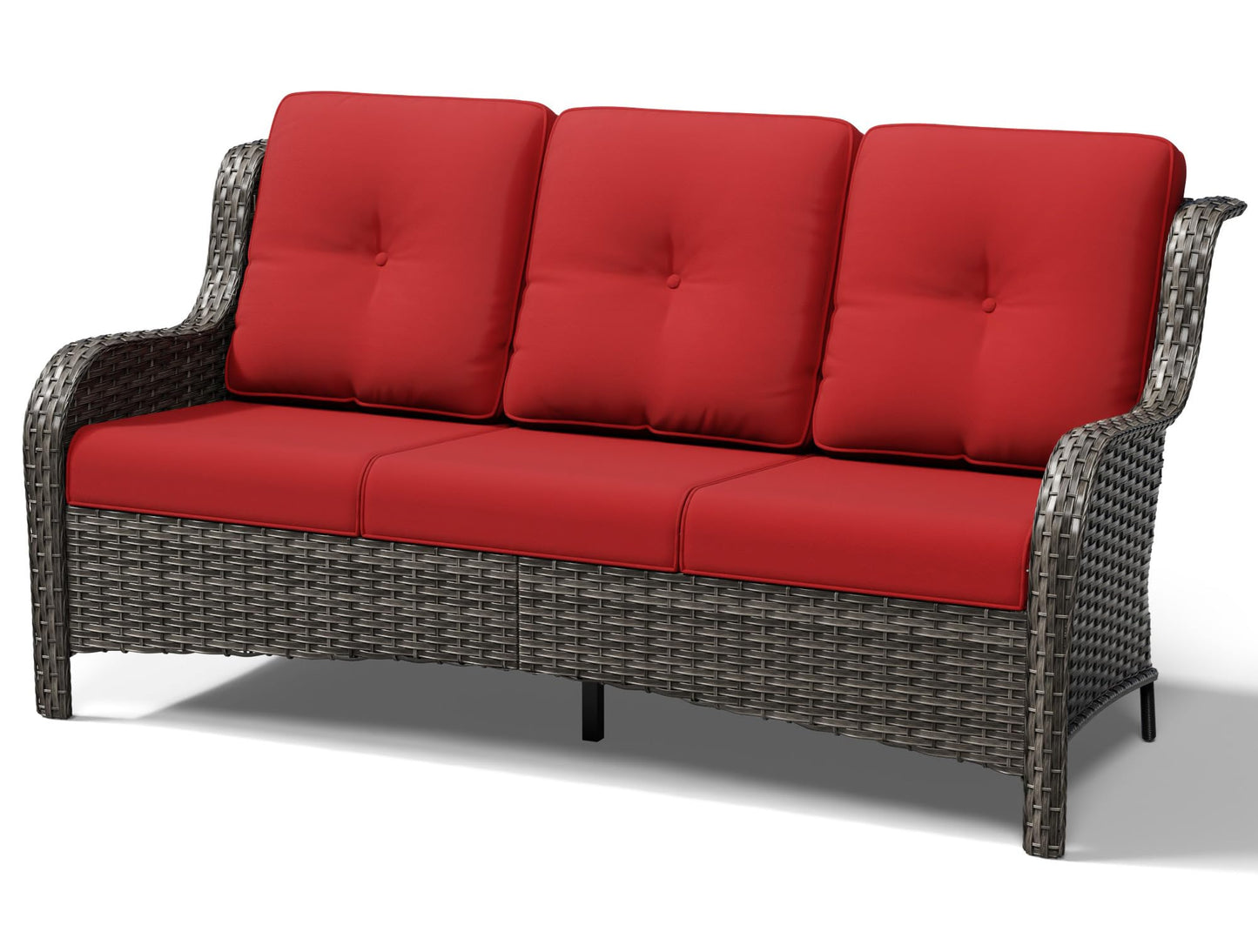Joyside Outdoor Patio Couch, 3 Seater Outdoor Wicker Sofa with High Back, Deep Seating, Wide Armrest, Thickened Cushions, Patio Sofa for Deck, Porch Use