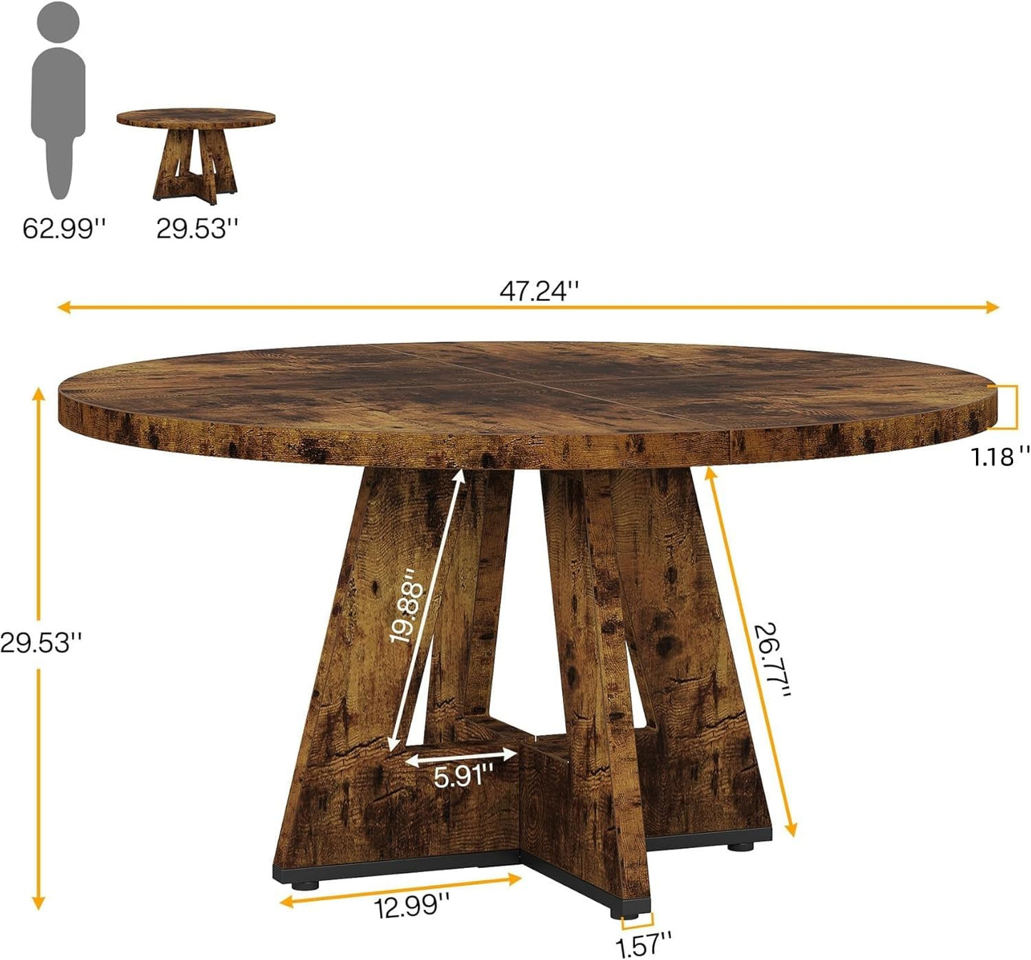 Tribesigns 47-Inch Round Conference Table for 4-6 People, Wooden Meeting Room Table with Thicken Tabletop and Wood Base (Grey)