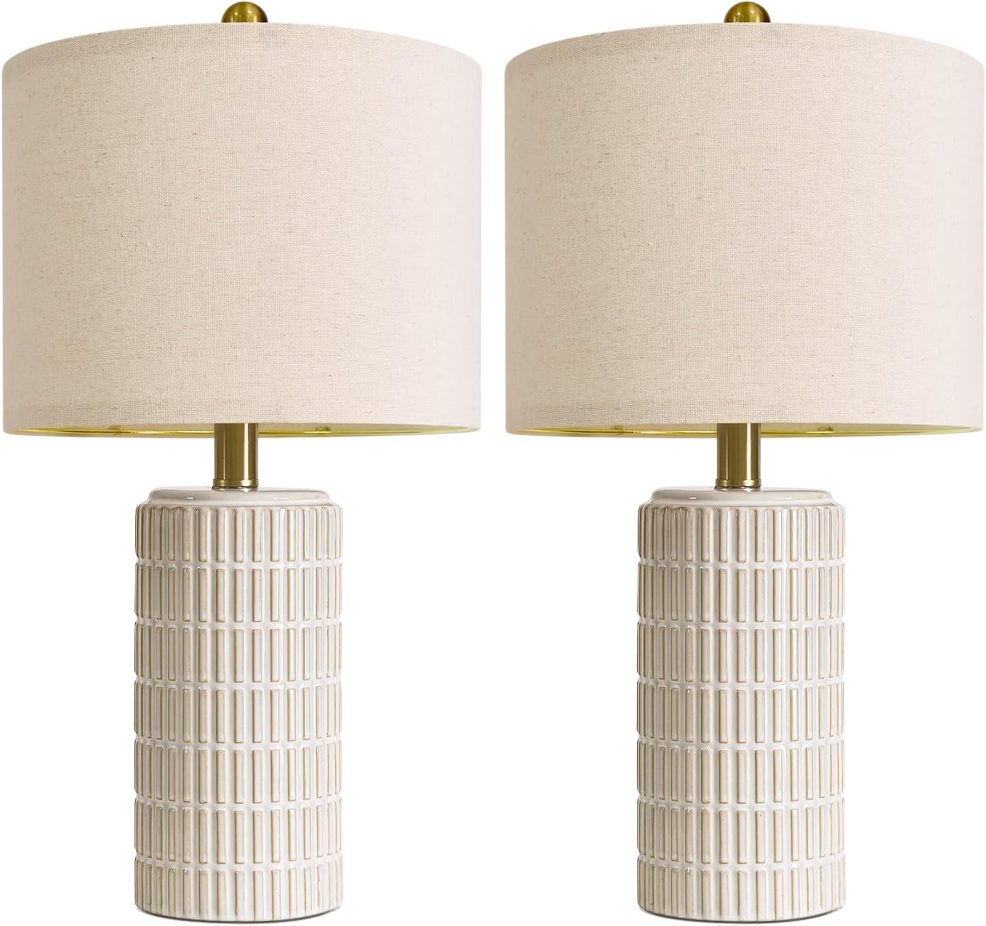 PoKat 64'' Antique Gold Ceramic Floor Lamp for Living Room Bedroom and 20'' Ceramic Table Lamps Set of 2