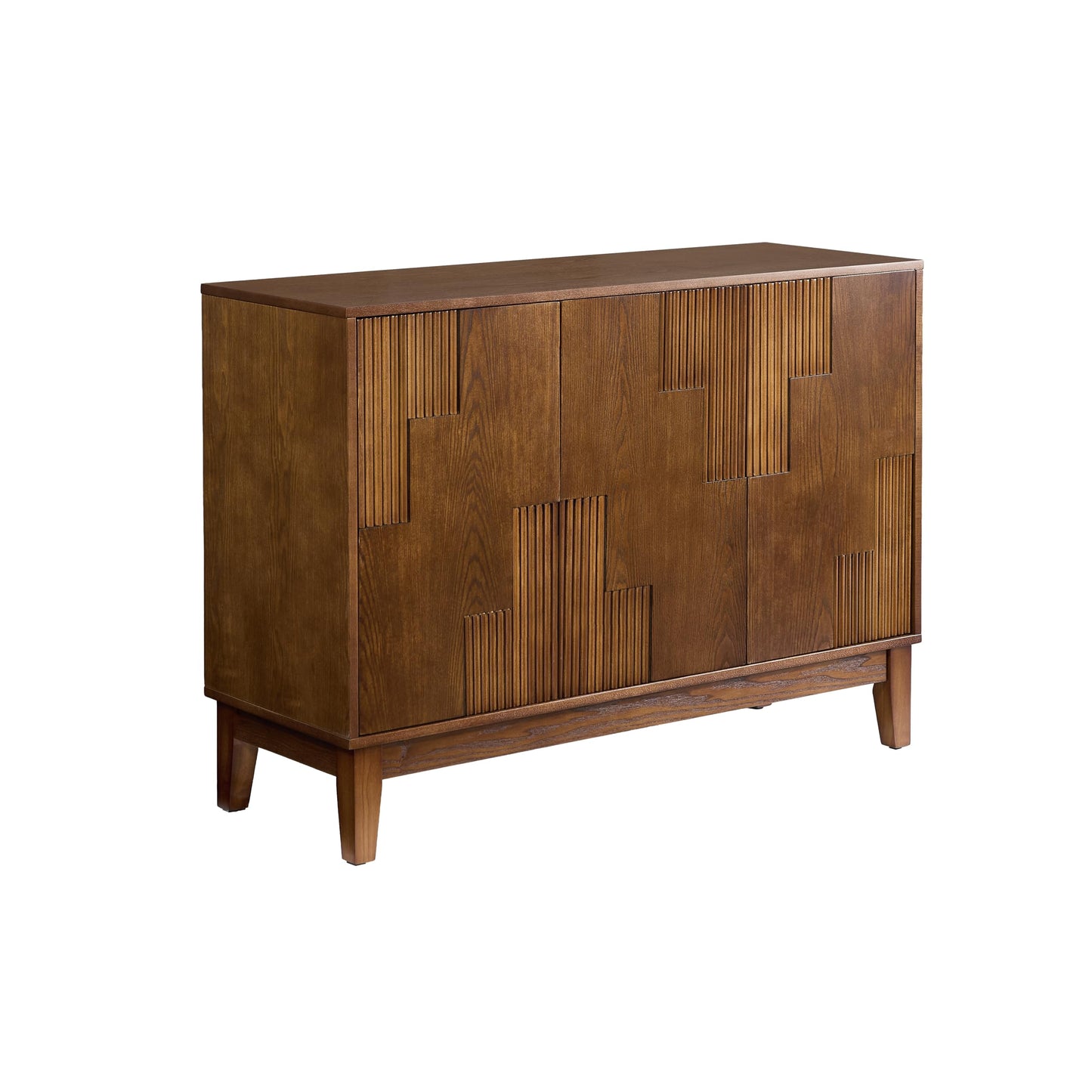 LKTART 40" Sideboard Buffet Accent Storage Cabinet with Carved Pattern Side Board Solid Wood Frame for Kitchen, Living Room, Entryway,Hallway (Blue+Brown)
