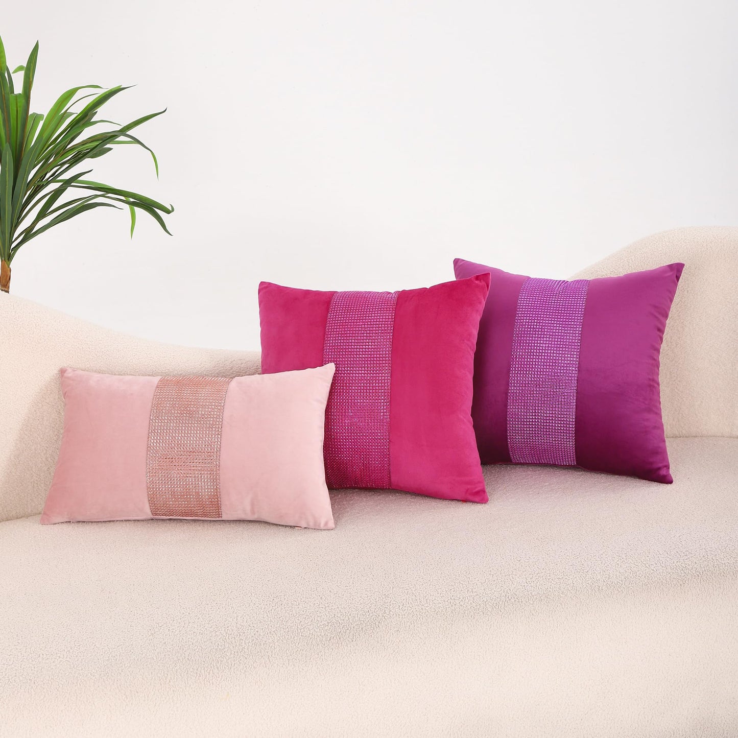 VAKADO Throw Pillow Covers 18x18 Set of 2 Decorative for Bed Couch Hot Pink Velvet Cushion Cases Decoration Valentines Day Wedding Love Home Decor for Sofa Living Room,Magenta
