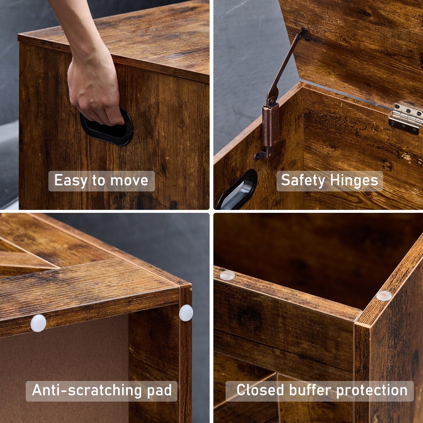 47.2” Storage Bench,Extra Large Wooden Storage Chest with 2 Safety Hinges,entryway Bench,Blanket Storage,Shoe Storage Bench for Entryway,Bedroom,Living Room,Easy Assembly.-Greige
