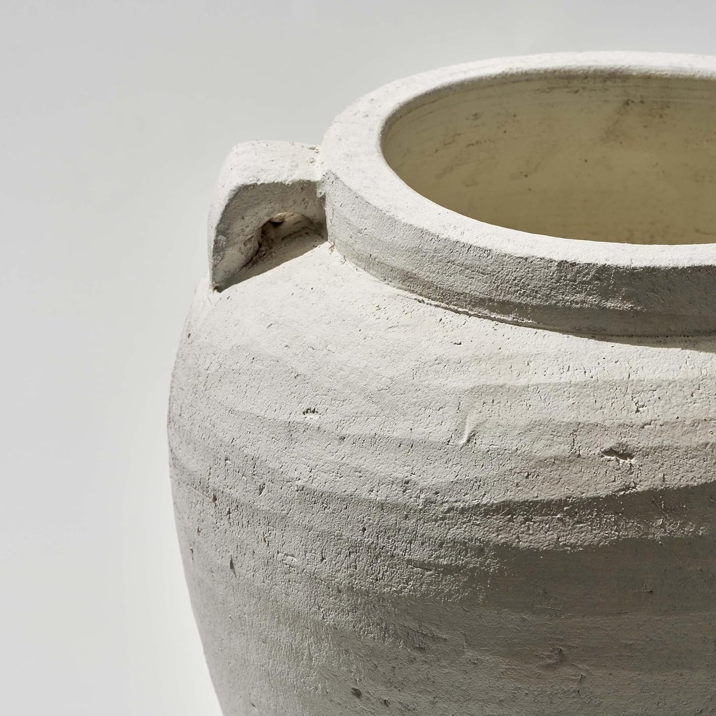 LB2 White Ceramic Large Vase, 11.2" Tall Zen Style vase, Terra Cotta Pitcher, Distressed Farmhouse Decor, Pottery Decorative Flower for Home Décor