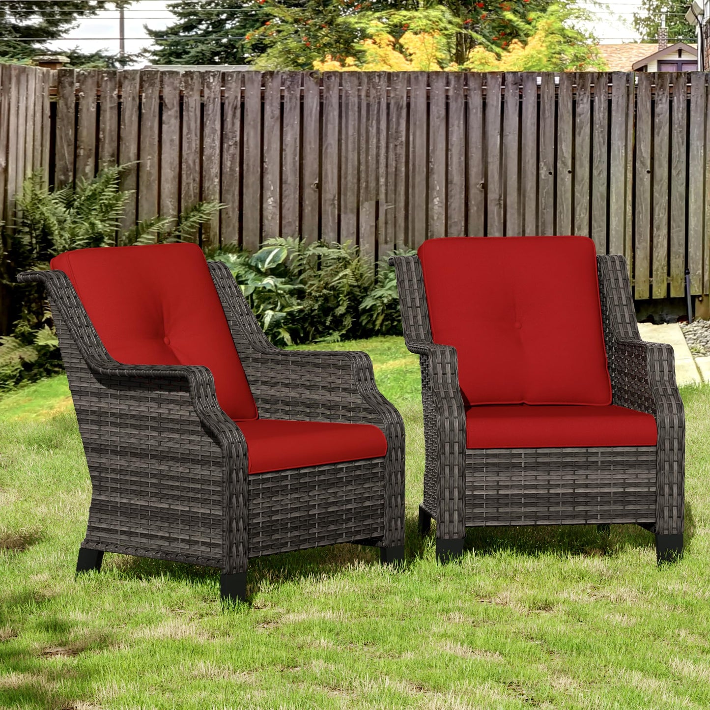 Outdoor Patio Loveseat, All-Weather 2-Seater Wicker Loveseat with Cushions, Outdoor Patio Love Seat Sofa for Garden, Balcony and Deck