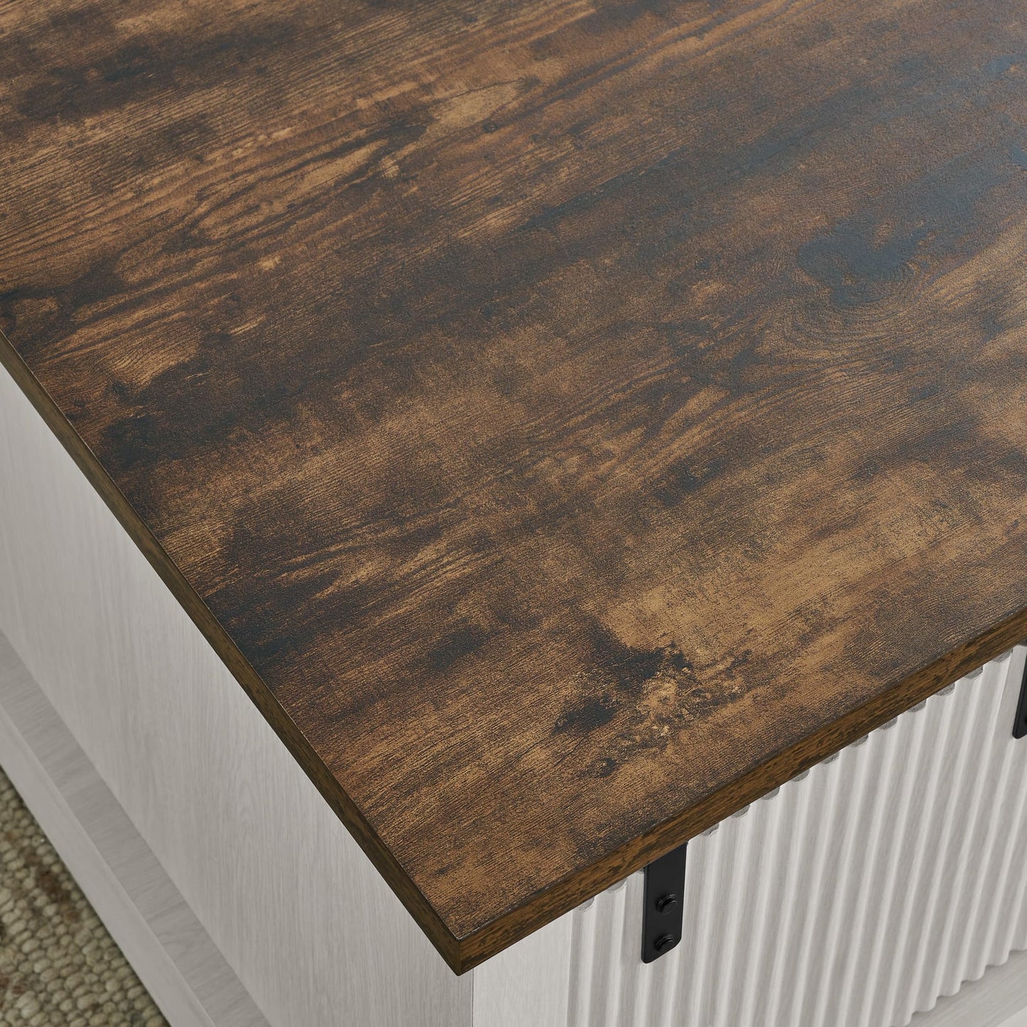LKTART Farmhouse Coffee Table with Storage and Sliding Barn Door, Rustic Rectangular Center Table for Living Meeting Room,Office (41.3" W x 23.3" D)