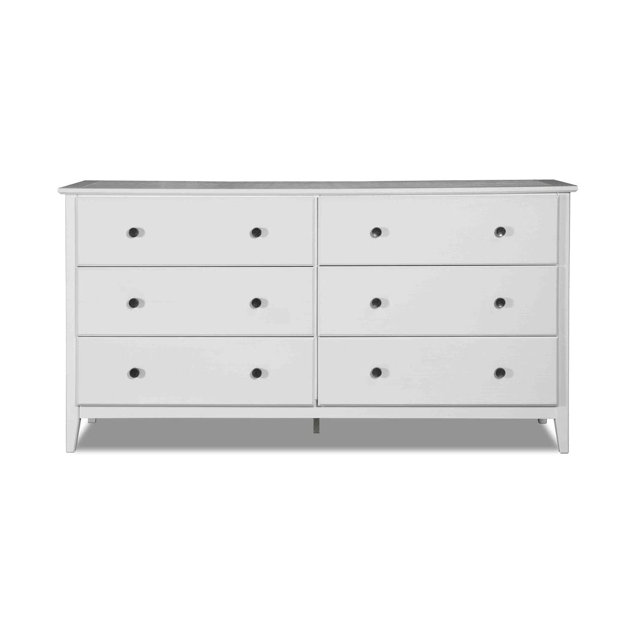 Grain Wood Furniture Greenport 6-Drawer Bedroom Dresser, Solid Wood with a Brushed Walnut Finish