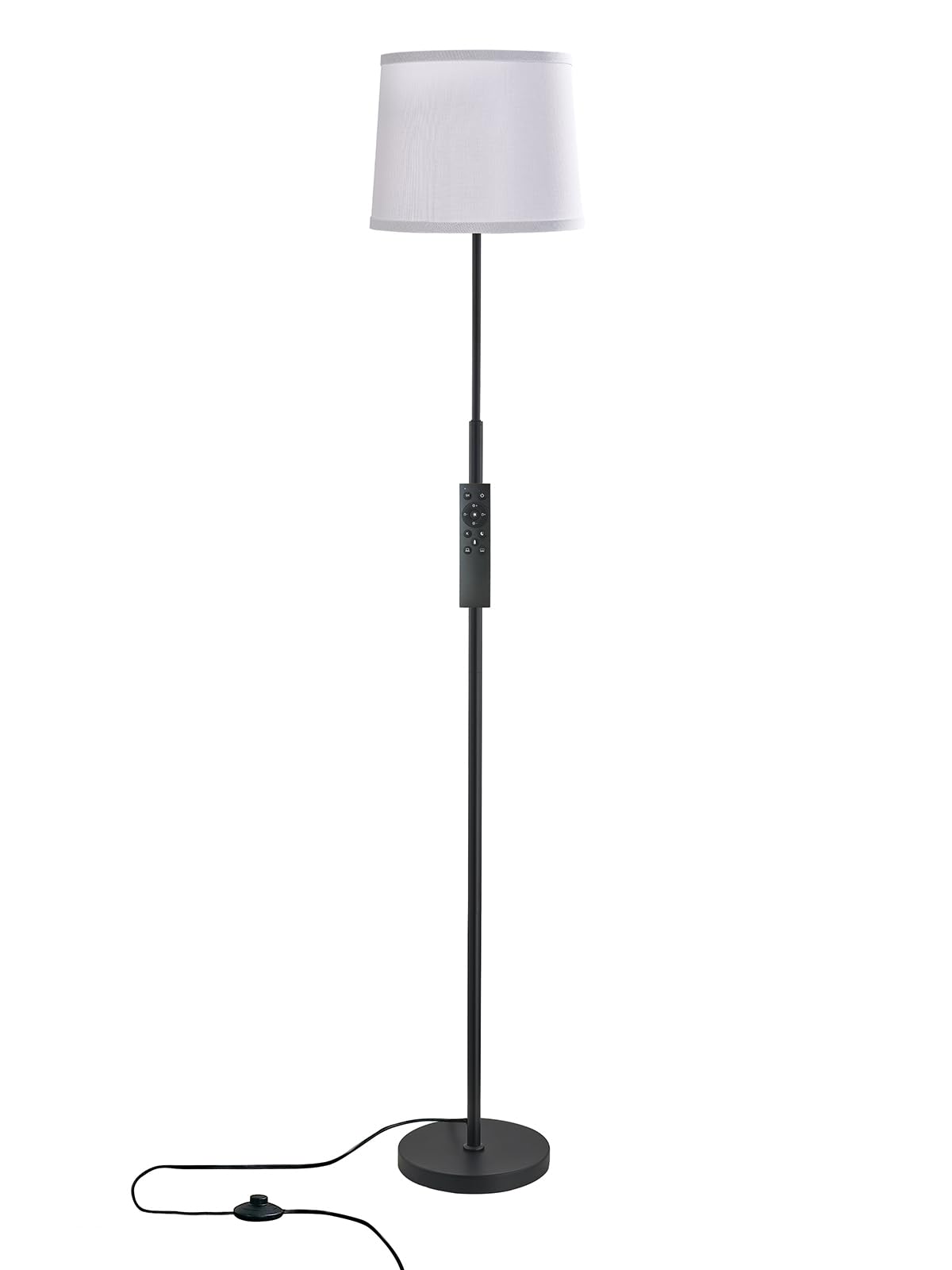 60" Modern Floor Lamp for Living Room Bedroom, Standing Lamp with Oatmeal Linen Lampshade, Tall Lamp with A19 9W 3 Color Temperature Bulb, Foot Switch Control, Black