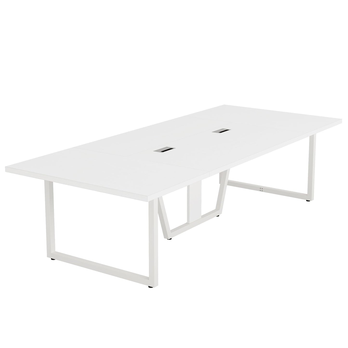 Tribesigns 8FT Conference Table, 94.49 L x 47.24 W x 29.53 H Inches Large Meeting Podcast Table for 10 People, Business Style Wooden Training Table with Strong Metal Frame for Office Conference
