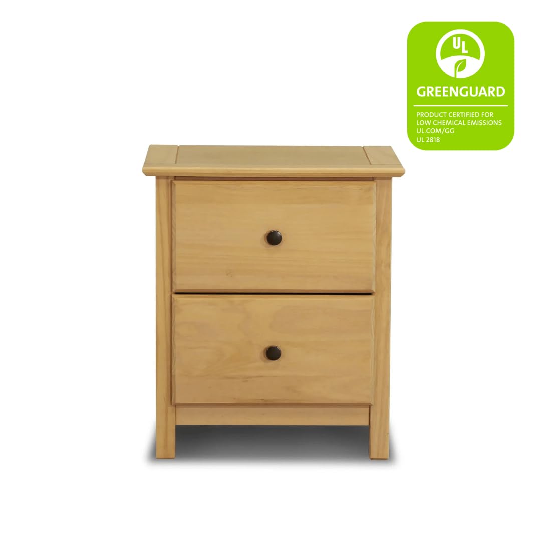 Grain Wood Furniture Shaker 2-Drawer Bedside Nightstand, Solid Wood with Walnut Finish