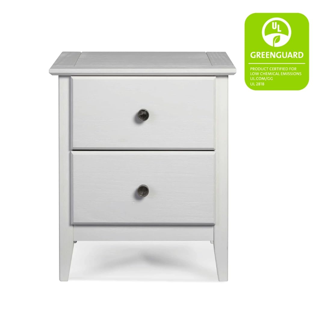 Grain Wood Furniture Greenport 2-Drawer Bedroom Nightstand, Solid Wood with Brushed Walnut Finish
