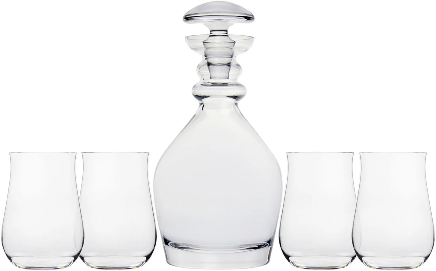 Whiskey Decanter Set, Made in Europe, 100% Lead-Free Crystal, Gift-Boxed, 1 Decanter & 4 Double Old Fashioned Glasses (Thomas Jefferso Decanter Set)