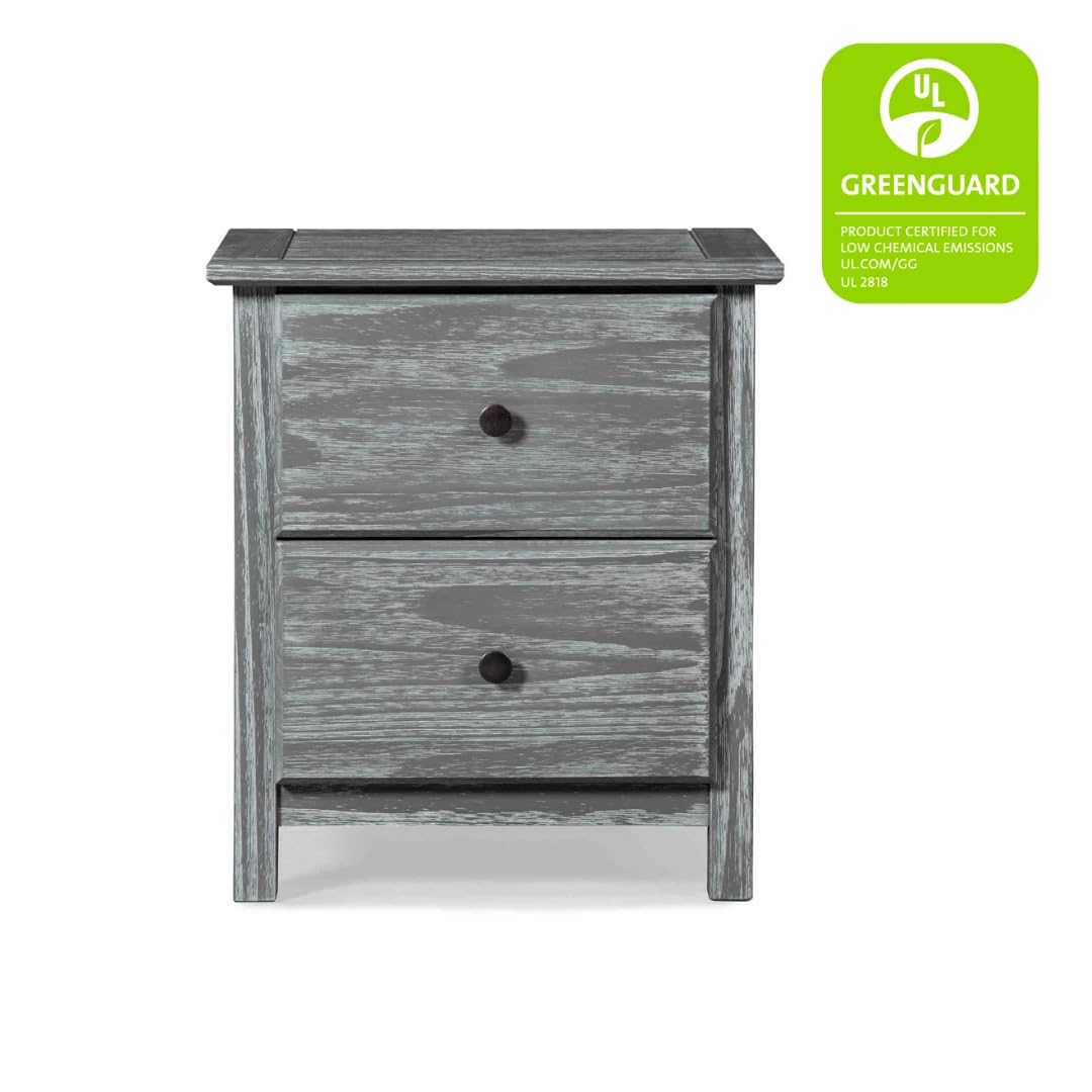Grain Wood Furniture Greenport 2-Drawer Bedroom Nightstand, Solid Wood with Brushed Walnut Finish