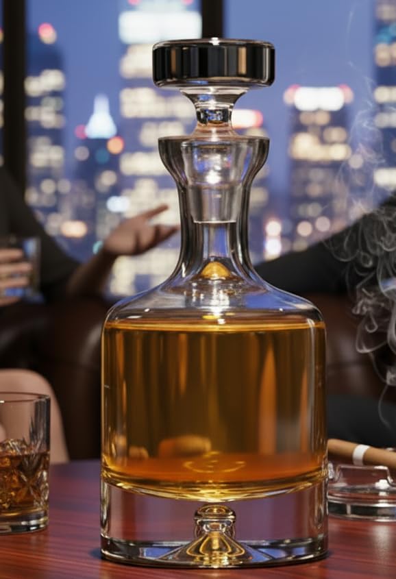 Ravenscroft Crystal | Elegant European-Made Hand-Blown Taylor Decanter w/Stopper | 100% Lead-Free Crystalline | 35 FL Oz | Gift-Boxed