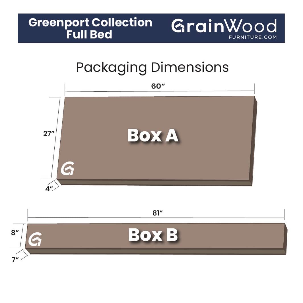Grain Wood Furniture Greenport Solid Wood Platform Bed, Full Size, Brushed Walnut