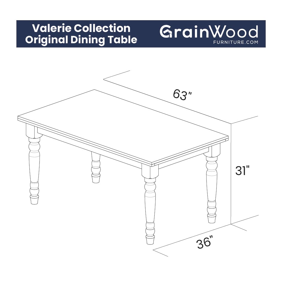 Grain Wood Furniture Valerie Original Solid Wood 63" Dining Table, Barnwood