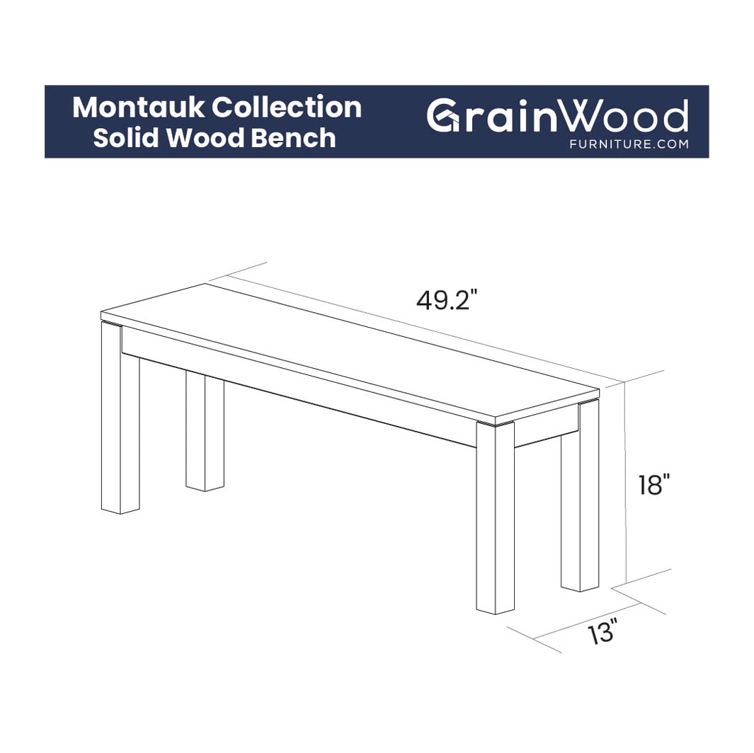 Grain Wood Furniture Montauk Solid Wood Bench, Driftwood