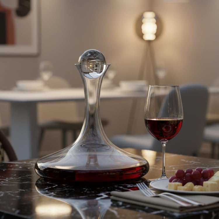 Ravenscroft Crystal | European-Made Decanter Gift Set |1 Handblown Decanter with Stopper (65 Fl Oz) and 4 Wine Glasses (21 Oz) | 100% Lead-Free Crystal