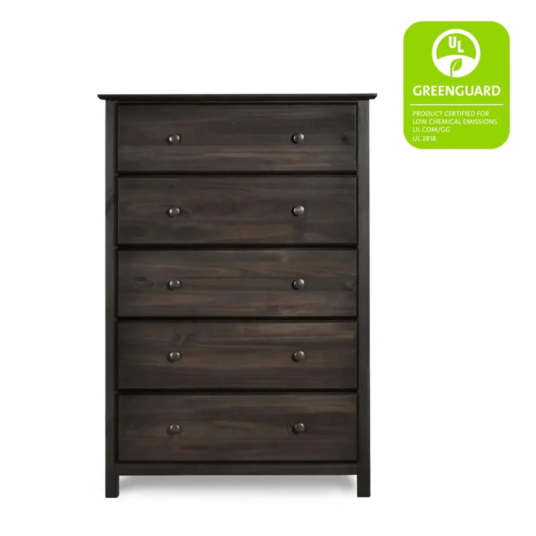 Grain Wood Furniture Shaker 5-Drawer Chest, Solid Wood with a Cherry Finish