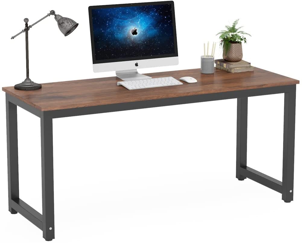 Tribesigns Modern Simple Computer Desk, 47 inch Vintage Office Desk Computer Table, Study Writing Study Desk Workstation for Home Office, Rustic Brown