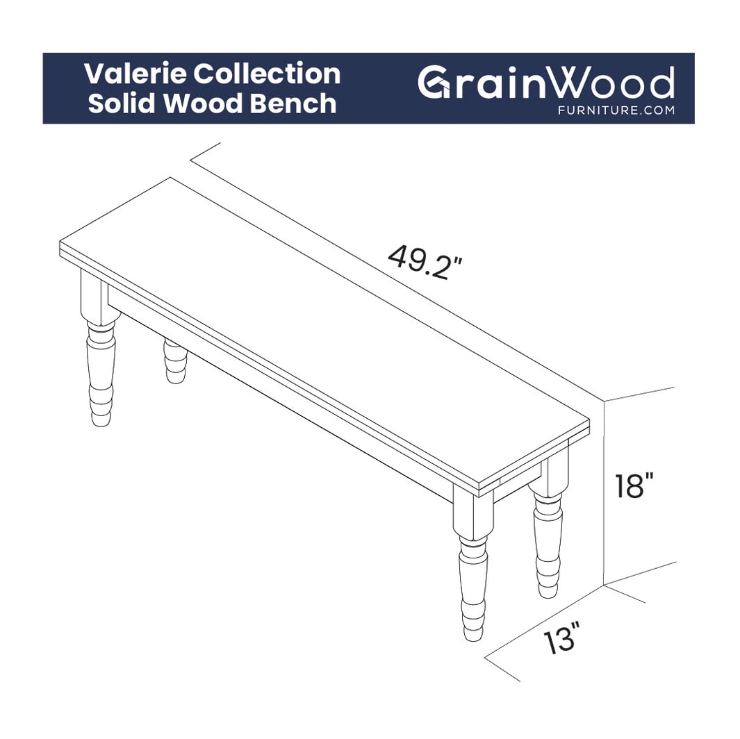 Grain Wood Furniture Valerie Solid Wood Bench with a Rustic Walnut Finish