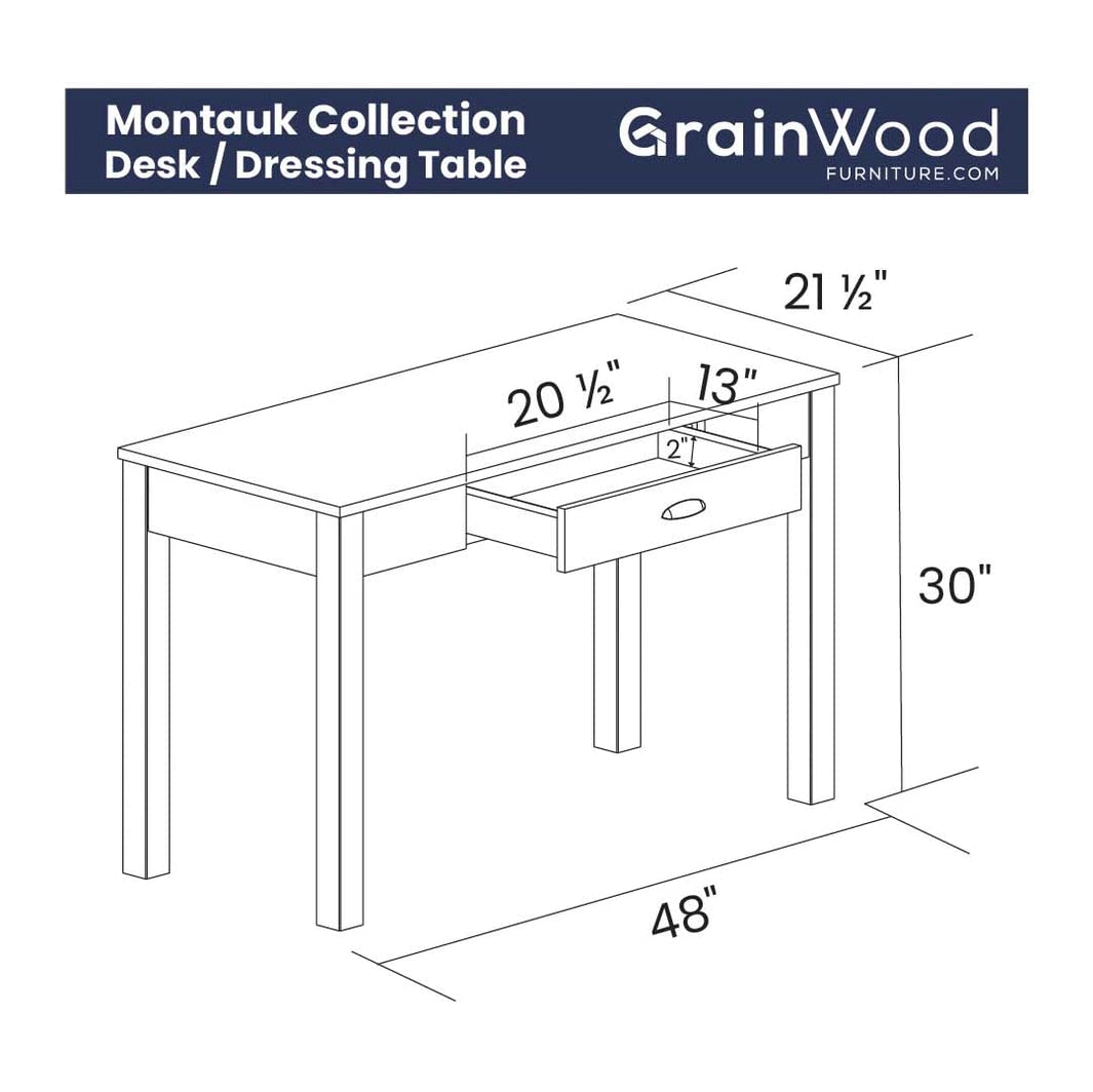 Grain Wood Furniture Montauk Desk/Dressing Table, Rustic Walnut