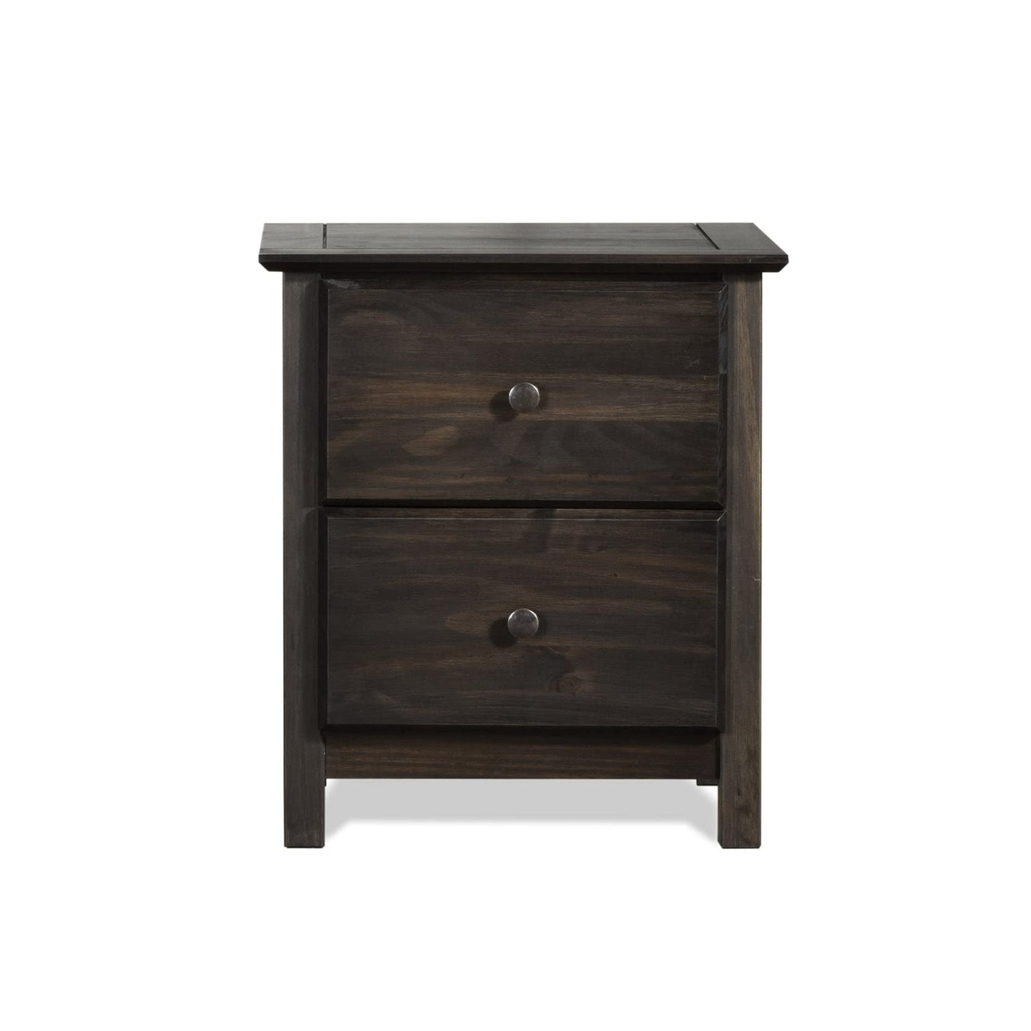 Grain Wood Furniture Shaker 2-Drawer Bedside Nightstand, Solid Wood with Walnut Finish
