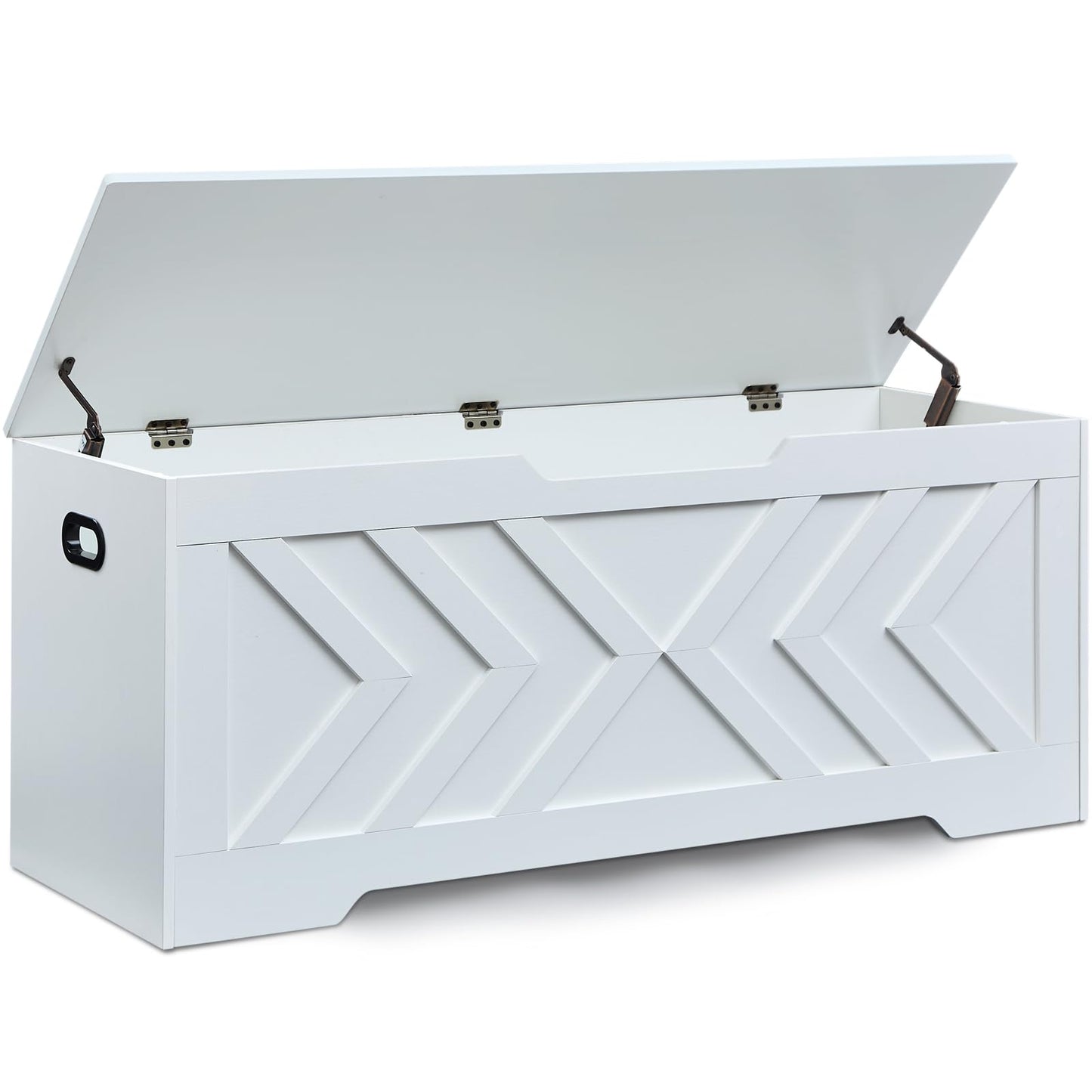 47.2” Storage Bench,Extra Large Wooden Storage Chest with 2 Safety Hinges,entryway Bench,Blanket Storage,Shoe Storage Bench for Entryway,Bedroom,Living Room,Easy Assembly.-Greige