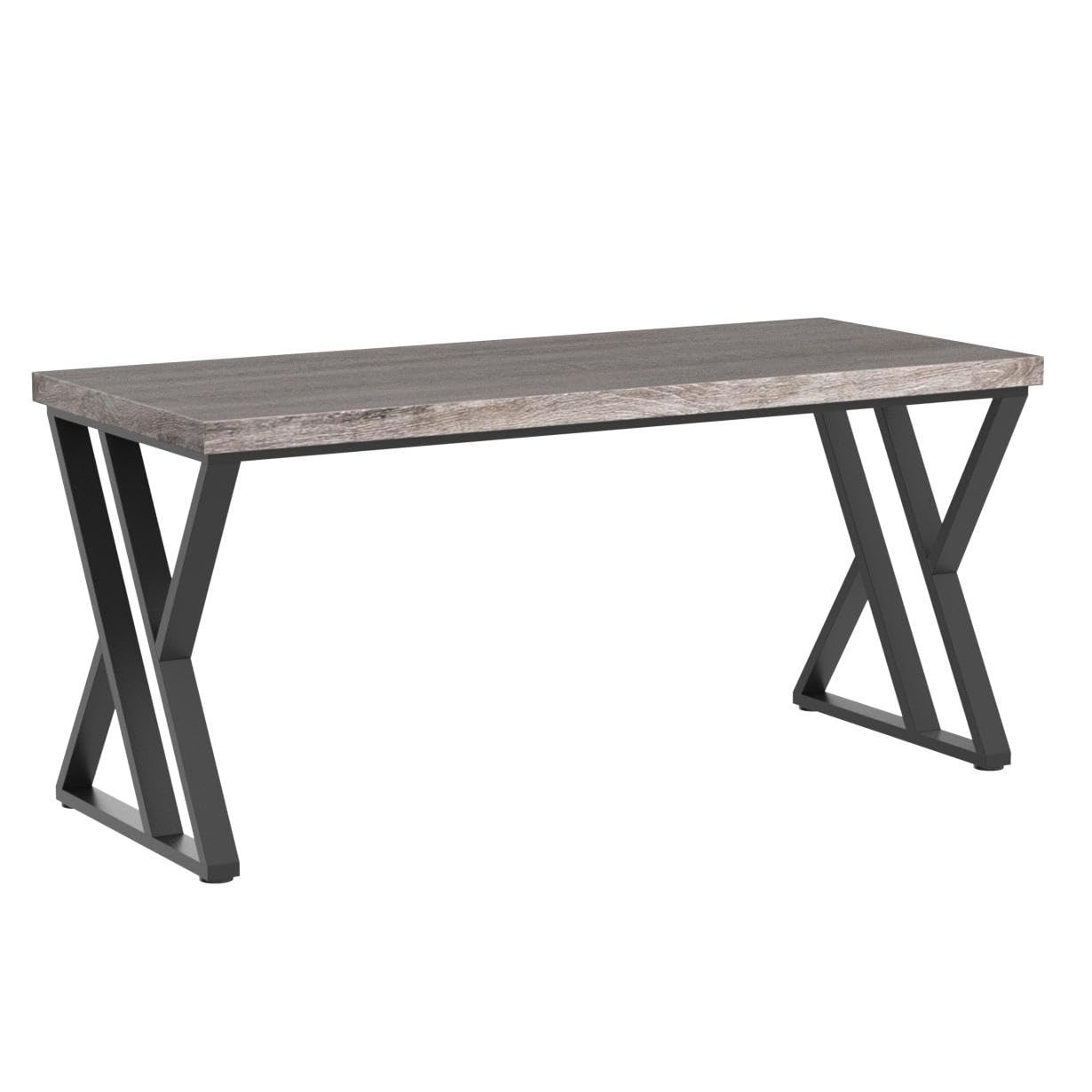 Tribesigns Modern Walnut/White 55" Heavy Duty Computer Desk, Study & Work Desk, 23.6"D x 55.1"W x 29.5"H, Z-Shaped Metal Legs, 330 lbs Capacity