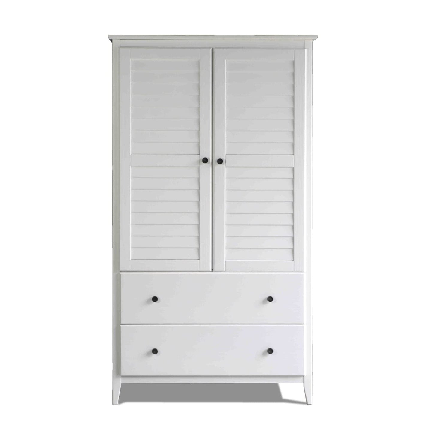 Grain Wood Furniture Greenport 2-Door Wardrobe, Solid Wood with a Brushed Walnut Finish