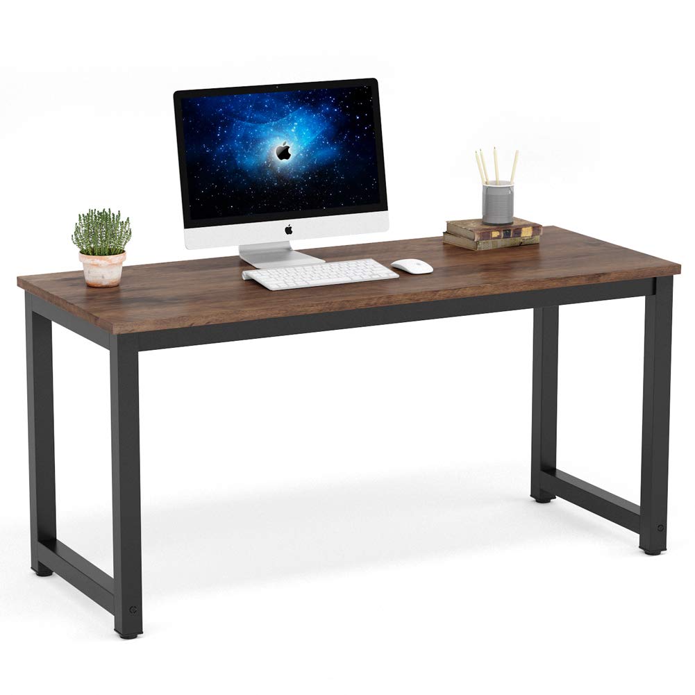 Tribesigns Modern Simple Computer Desk, 47 inch Vintage Office Desk Computer Table, Study Writing Study Desk Workstation for Home Office, Rustic Brown