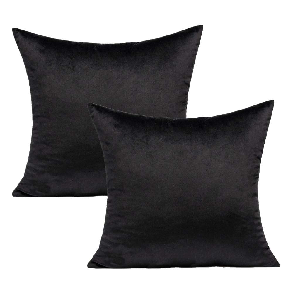 VAKADO Throw Pillow Covers 18x18 Set of 2 Emerald Green Velvet Decor Dark Forest Christmas Decorative Xmas Cushion Couch Euro Pillowcases Home Bed Decoration for Sofa Bedroom Office