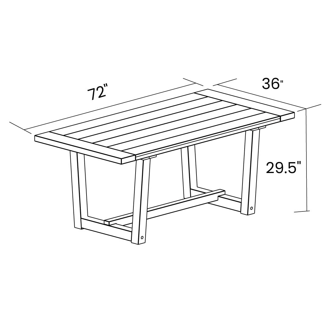 Grain Wood Furniture Solid Wood Cascais 72" Rectangular Table with Farmhouse Base in Blonde Oak Top and Base