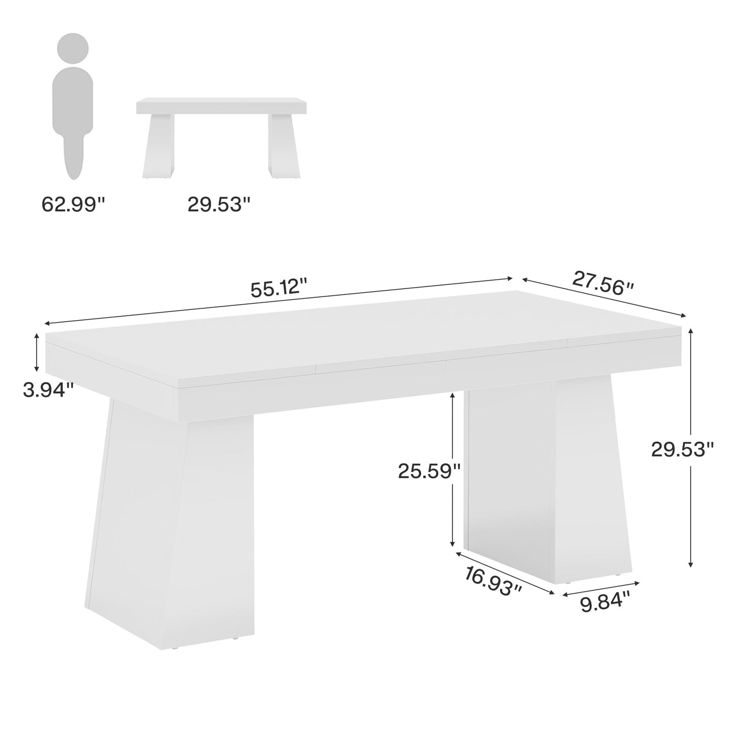 Tribesigns 55 Inches Executive Desk, Mid-Century Modern Home Office Desk, Wood MDF Computer Table Business Workstation Small Conference Table, Light Brown