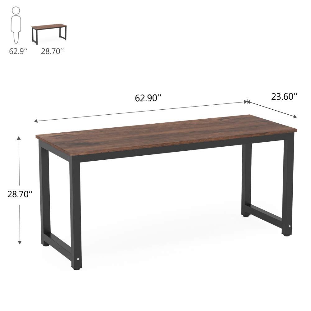 Tribesigns Modern Simple Computer Desk, 47 inch Vintage Office Desk Computer Table, Study Writing Study Desk Workstation for Home Office, Rustic Brown