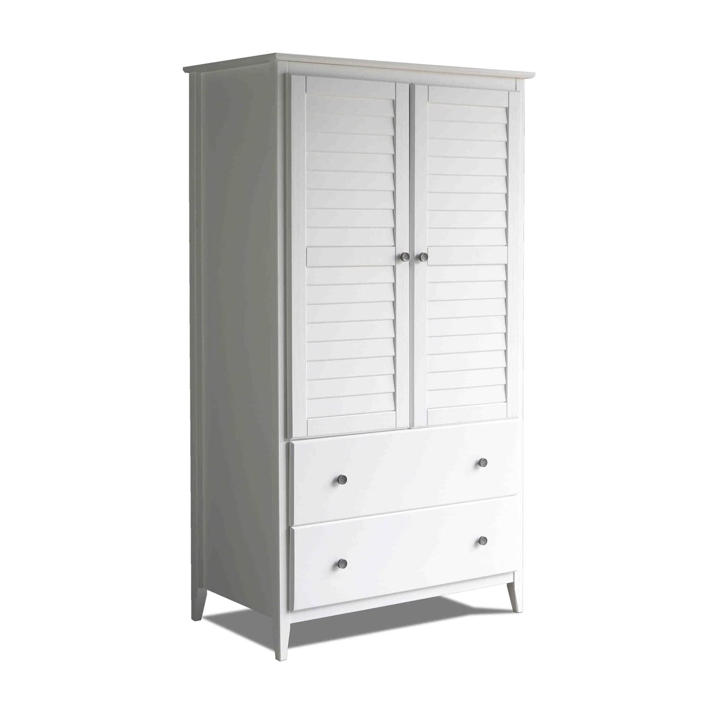 Grain Wood Furniture Greenport 2-Door Wardrobe, Solid Wood with a Brushed Walnut Finish