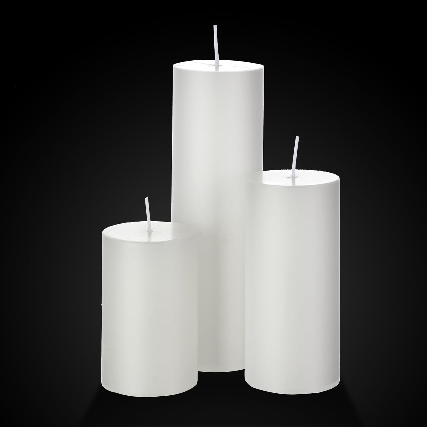 Shihanee Set of 3 Pillar Candles and 3 Glass Cylinder Candle Vases Holders Clear Pillar Jars for Wedding Centerpieces(3'' x 5.9'', 7.9'', 9.8'',Ivory White)
