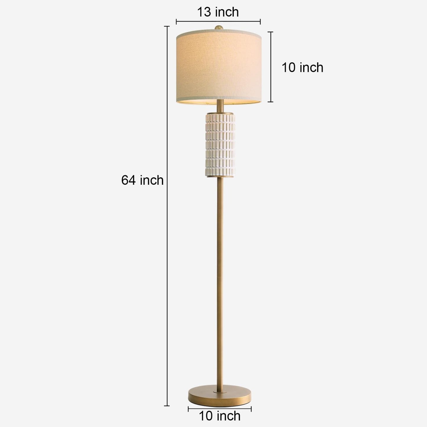 PoKat Farmhouse Floor Lamp for Living Room with Ceramic, 64" Black Standing Lamps for Living Room Corner, Modern Tall Floor Lamps for Bedroom, Sofa, Reading Nock, Rotary Switch, Matte Black