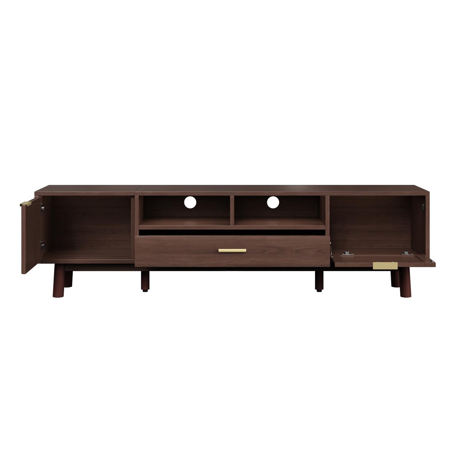 LKTART 67" Mid Century Modern TV Stand for 65/70/75/80" TVs,Entertainment Center with Sliding Doors and Drawers,Media Console for Living Room