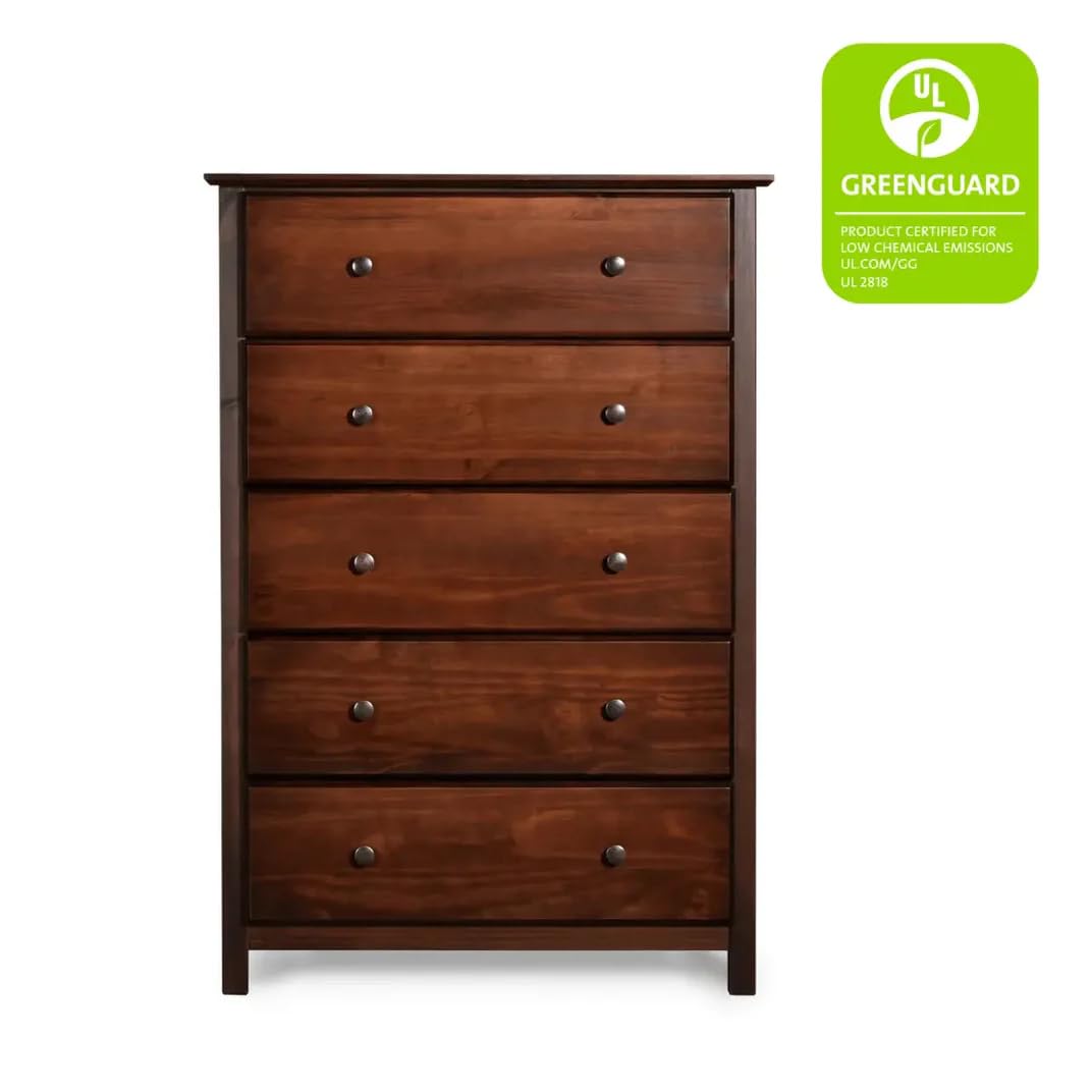 Grain Wood Furniture Shaker 5-Drawer Chest, Solid Wood with a Cherry Finish