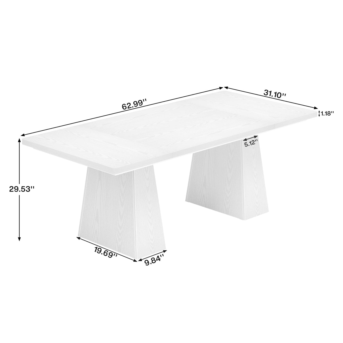 Tribesigns 63-Inch Executive Desk, Large Office Computer Desk with Double Pedestal, Modern Simple Workstations Writing Table Conference Table Business Furniture for Home Office, Light Brown