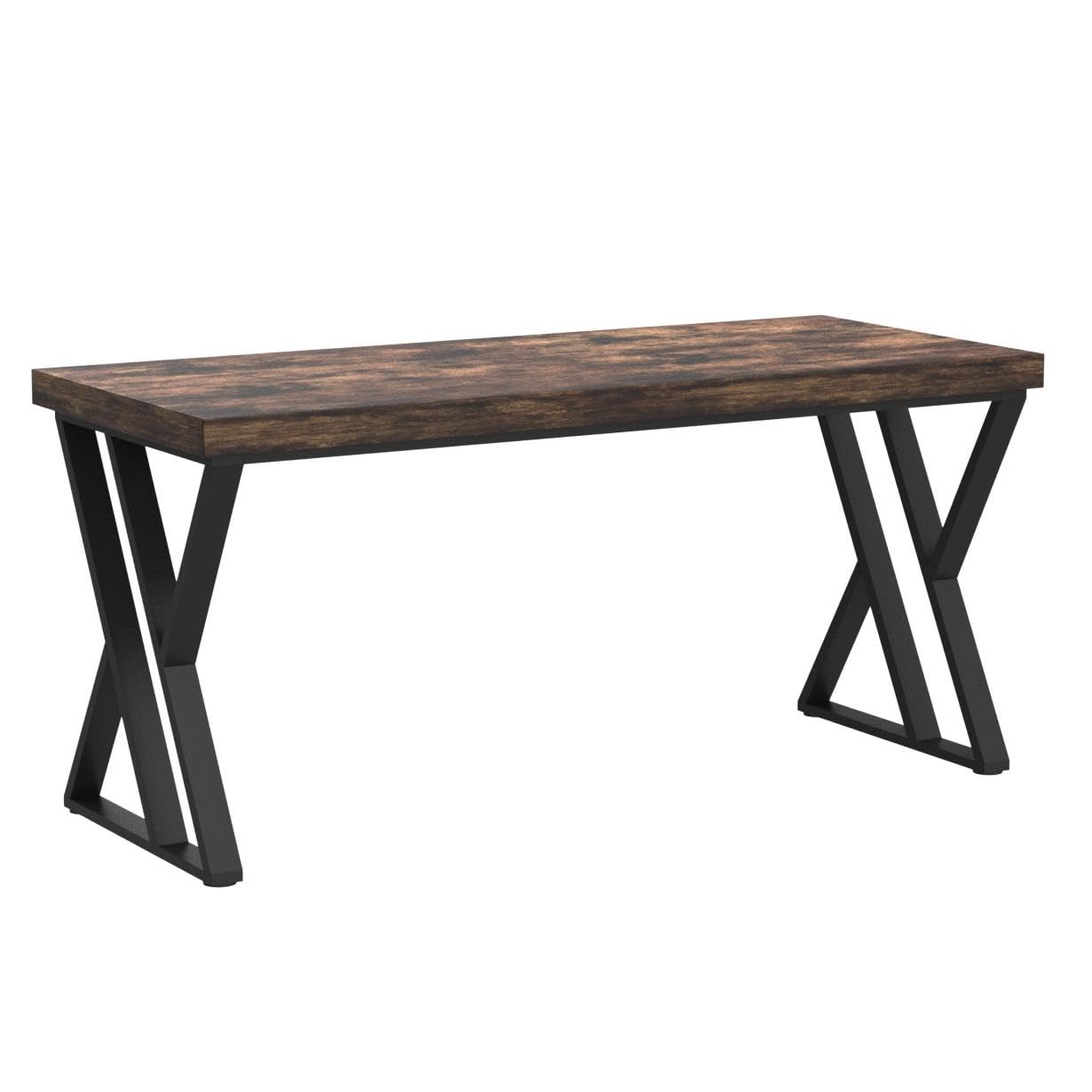 Tribesigns Modern Walnut/White 55" Heavy Duty Computer Desk, Study & Work Desk, 23.6"D x 55.1"W x 29.5"H, Z-Shaped Metal Legs, 330 lbs Capacity