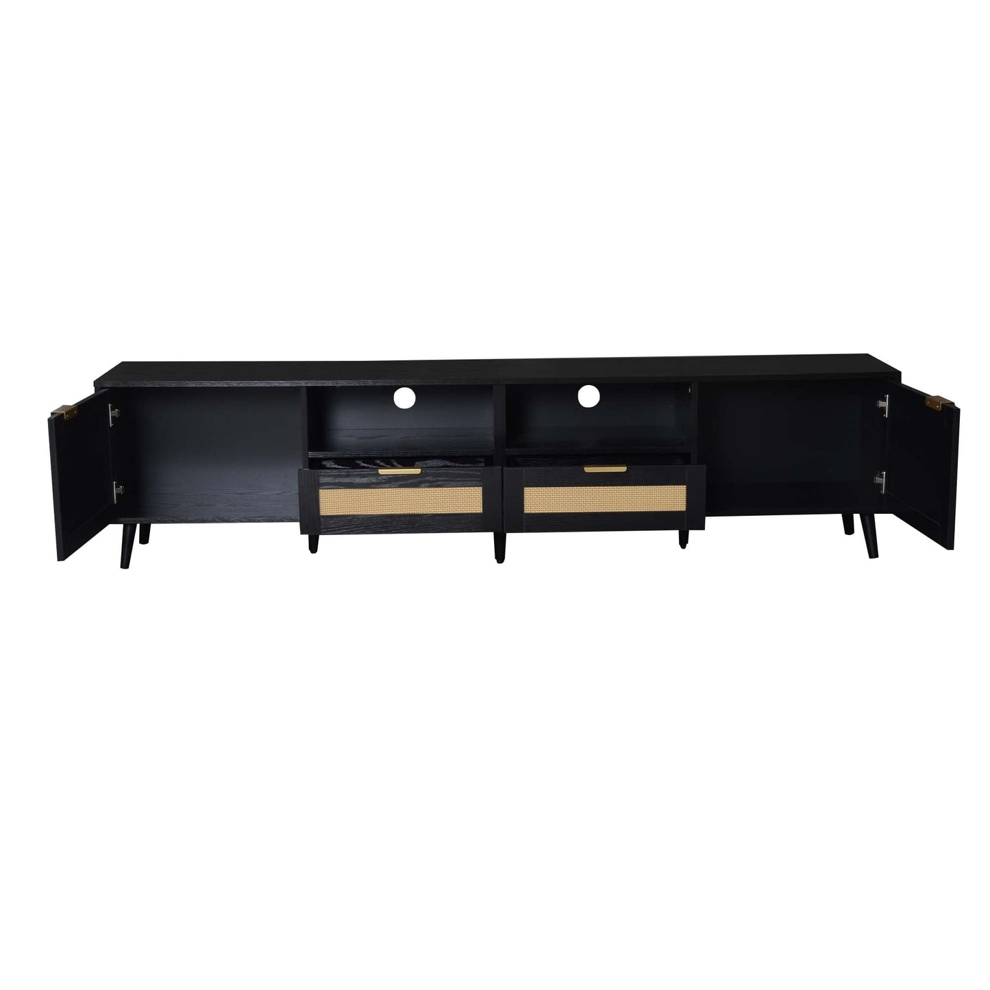 LKTART 67" Mid Century Modern TV Stand for 65/70/75/80" TVs,Entertainment Center with Sliding Doors and Drawers,Media Console for Living Room