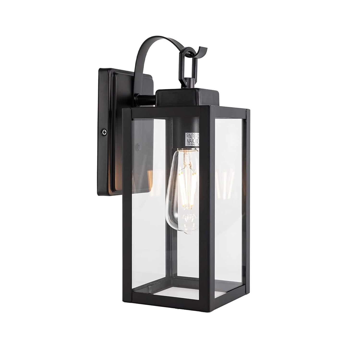 18 Inch Dusk to Dawn Outdoor Wall Light Fixtures, Large Exterior Waterproof Light Fixtures, Black Modern Porch Lights with E26 Sockets & Glass Shades, Wall Sconces for Patio, Garage, Front Door